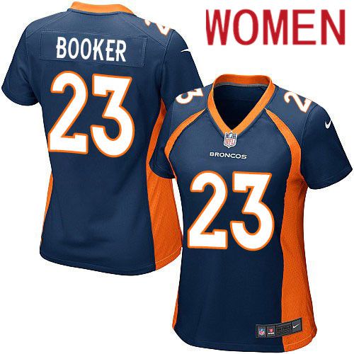 Women Denver Broncos #23 Devontae Booker Nike Navy Game NFL Jersey->women nfl jersey->Women Jersey